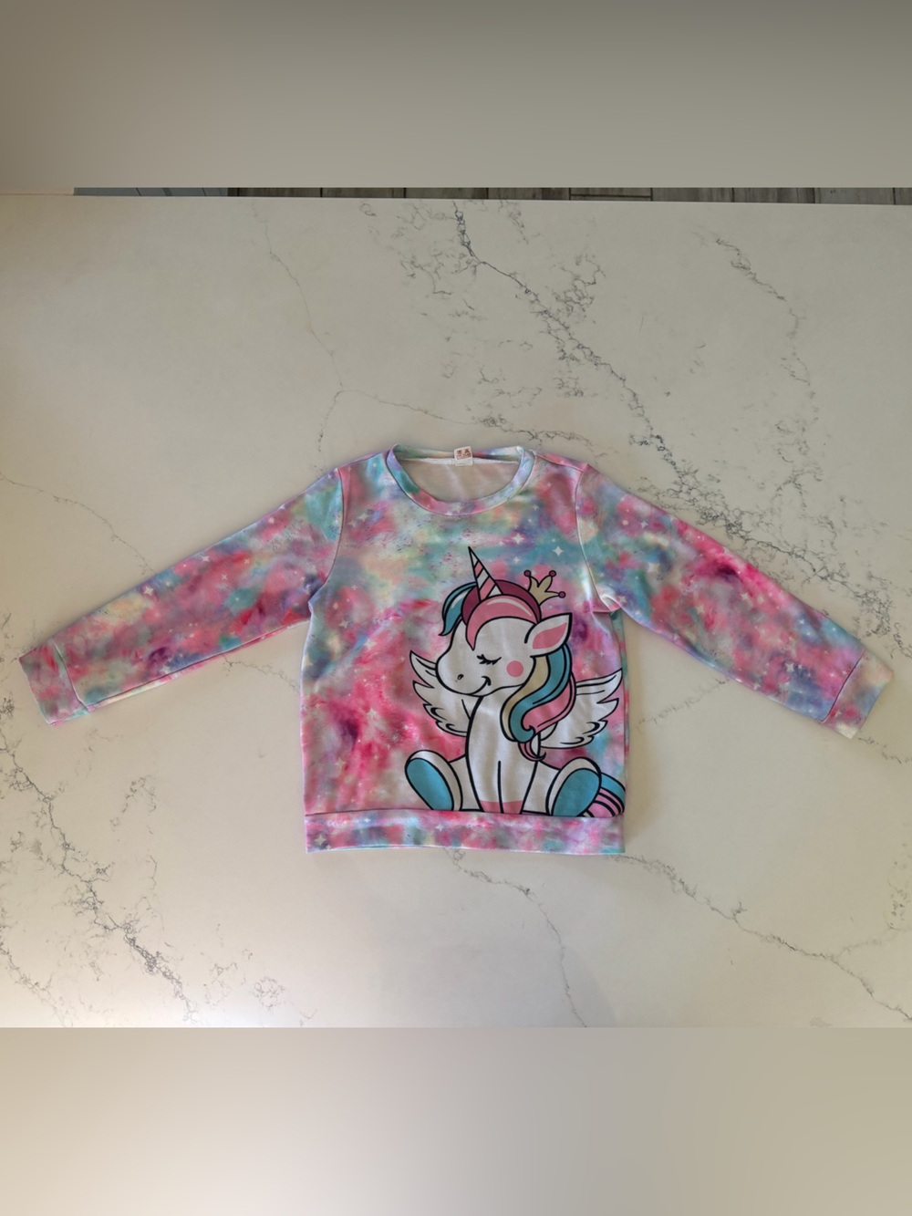 Girls Unicorn Galaxy Tie Dye Sweatshirt Size 130 (7/8)  Long Sleeve Pullover